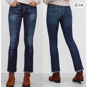 Rag & Bone  Frayed Doheny Dark Wash Raw Hem Crop Jean, 28